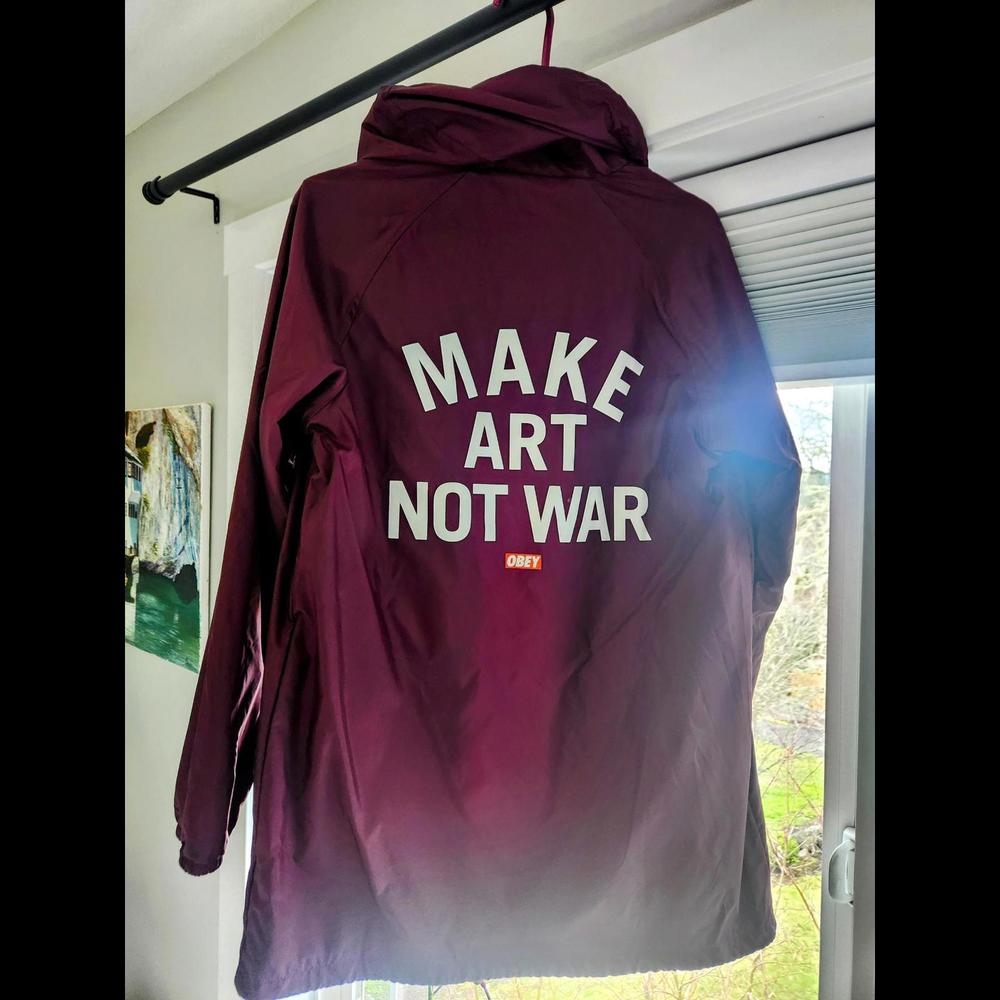 OBEY Jacket, MAKE ART NOT WAR, S, like new